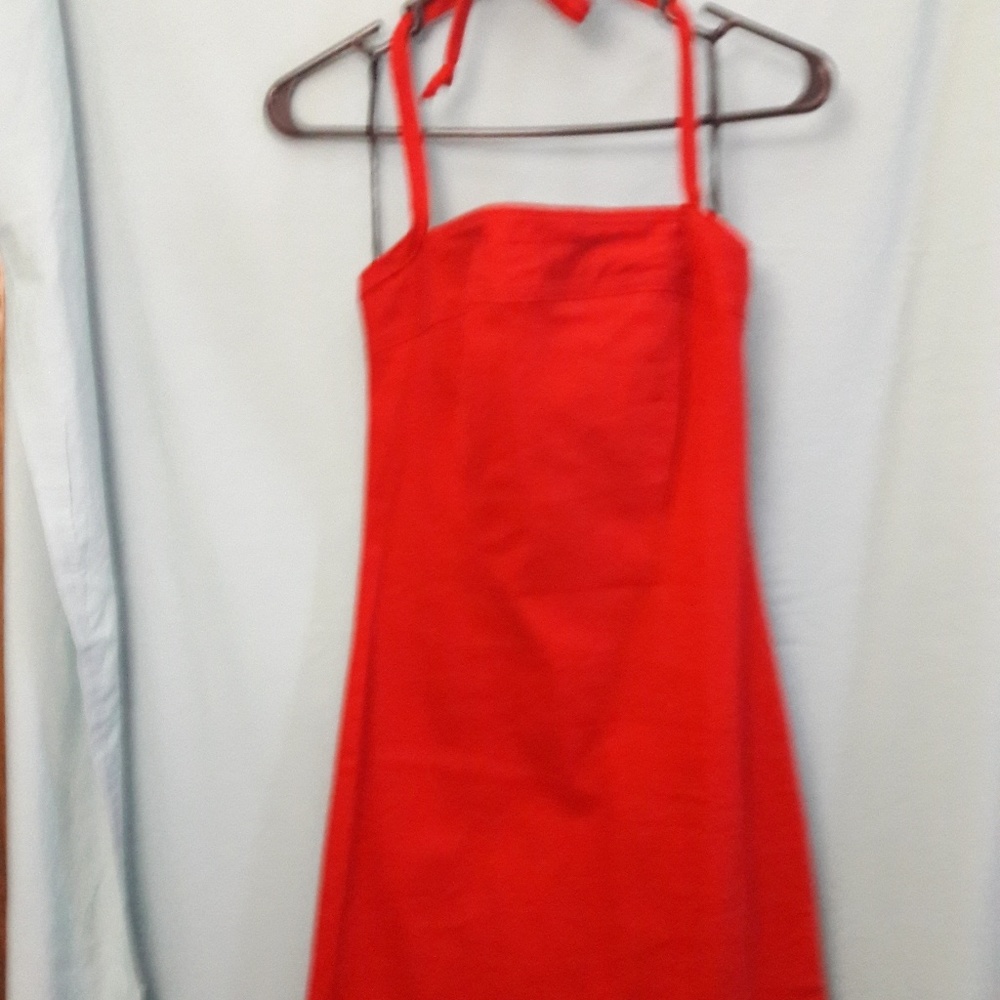 Red halter dress